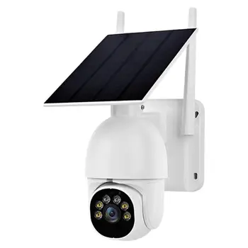 Слънчева външна камера | Фотоапарат сигурността на Безжична външна камера със слънчев панел | Домашна камера с цветен нощно виждане PIR Human Detect